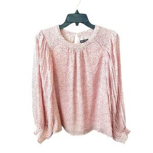 NWT Vince Camuto smocked shoulder long pleated sleeve lined blouse SM pink